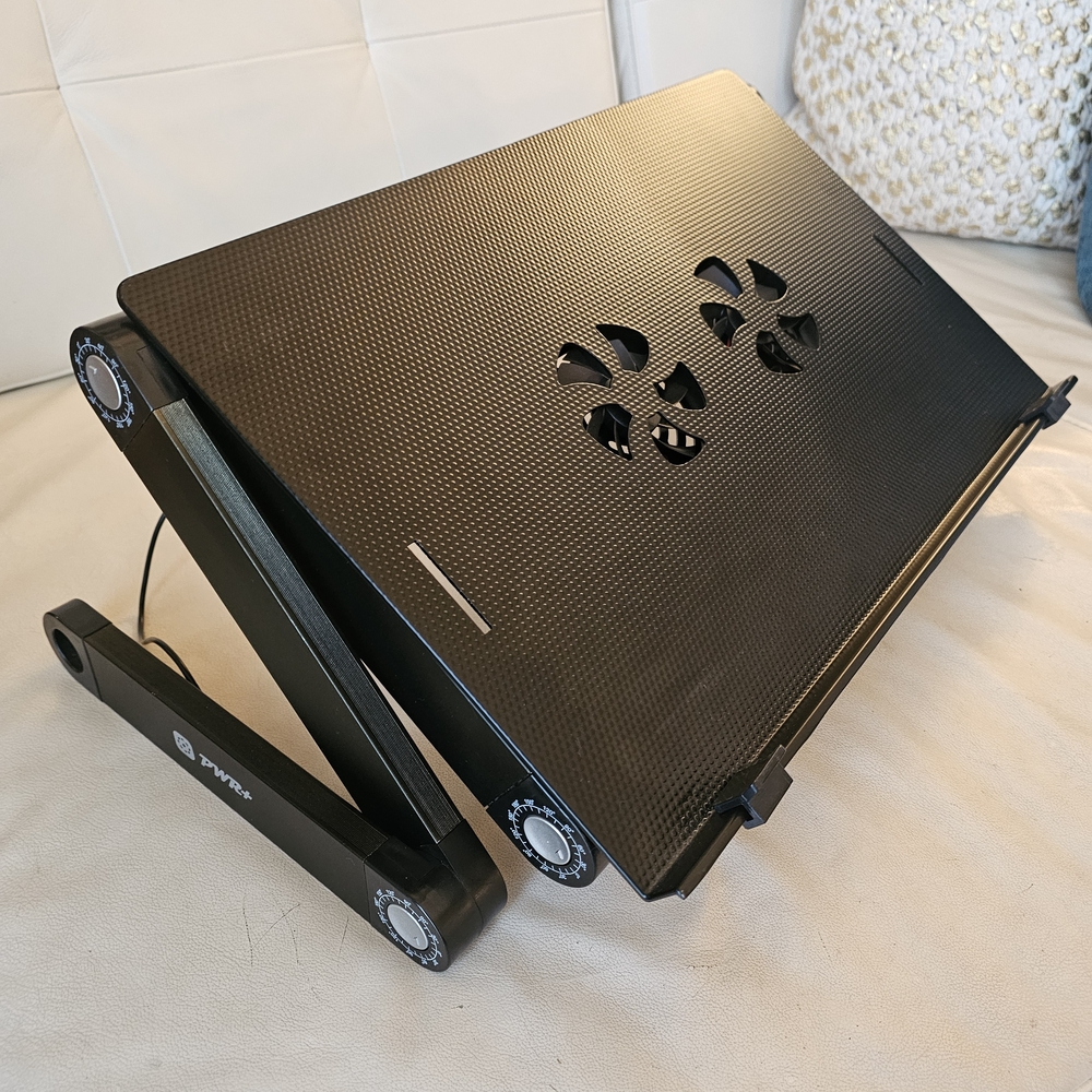 Ergonomic Black Laptop Stand with Cooling Fans